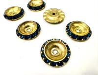 Vintage Swarovski in montana crystals mounted on brass metal bead 18mm