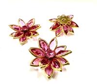 25mm Vintage channel beads in Rose crystals Navette Flower crystals embedded in gold plated metal flower DIY Supplies wedding decorations