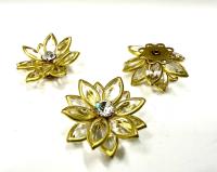 25mm Vintage channel beads in unfoiled crystals Navette Flower crystals embedded in brass metal flower DIY Supplies wedding decorations