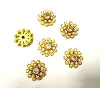 16mm Vintage brass Swarovski Flower Design in pearls and crystal Embellishment DIY Supplies wedding decorations