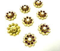 16mm Vintage brass Swarovski Flower Design in pearls and amethyst crystal Embellishment DIY Supplies wedding decorations