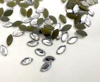 Swarovski 8x4 mm 2200 vintage rose cut faceted flat back Hotfix navette glass cabs cabochons