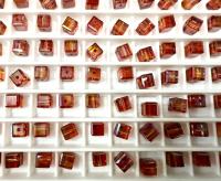 Swarovski 5601 Vintage Cube Bead in Red Magma 4mm