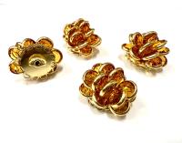Vintage Topaz Swarovski Crystal Flower Button, Gold Plated (25x22mm)