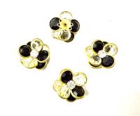 22 mm in brass channel beads in unfoiled crystal & jet Embellishment DIY Supplies wedding decorations