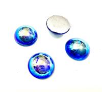 Swarovski 18 mm Vintage in Sapphire AB Flat Back Round Cabochon Cabs