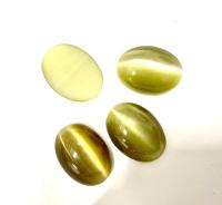 Vintage Swarovski Light Olive Crystal Cabochons, Vintage Oval Flat Backs (20x14 mm)