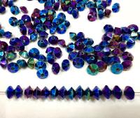 Vintage Preciosa Crystal Bicone Beads, Metallic Iris, 3x5mm