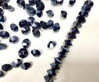 Vintage Preciosa Crystal Bicone Beads, Hematite, 3x5mm