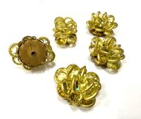 Vintage Swarovski Jonquil Crystal Flower Button, Brass Metal (25x22mm)