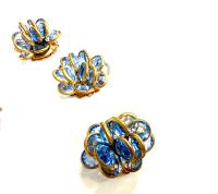 Vintage Swarovski Light Sapphire Crystal Flower Beads, DIY Jewelry Supplies (25X 22MM)