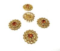 21mm Vintage gold plated Swarovski three layers Design in Jonquil Embellishment DIY Supplies wedding decorations