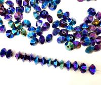 Vintage Preciosa Crystal Bicone Beads, Metallic Iris, 3x5mm