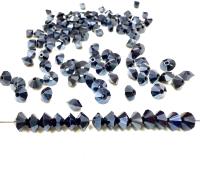 Vintage Preciosa Crystal Bicone Beads, Hematite, 3x5mm