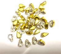 Vintage Swarovski Crystal Pear, Brass Prong Setting 10x6