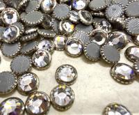Crystal (Silver color rim) - 2029 Swarovski SS34 Hotfix Flat Backs (4 pieces)
