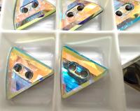 12mm Swarovski Crystal Aurore Boreale Triangle Button, Vintage Austrian Crystals (3038)