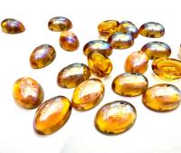 Vintage Swarovski Topaz AB Cabochons, 14x10mm Oval Flat Back unfoiled