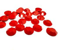 Vintage 11 mm Swarovski Chaton Roses, Red Coral Foiled Flat Back