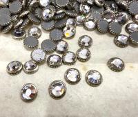 Crystal (Silver color rim) - 2029 Swarovski SS34 Hotfix Flat Backs (4 pieces)