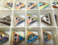 12mm Swarovski Crystal Aurore Boreale Triangle Button, Vintage Austrian Crystals (3038)