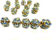 Rare Vintage Swarovski Crystal Ball Bead in Light Sapphire – 12mm Brass Setting
