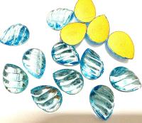 Swarovski 18x13 mm Vintage Aquamarine Foiled Flat Back Pear Cabochon 2/6 Pieces