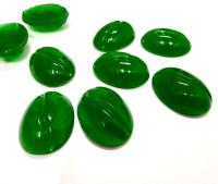 Swarovski 18x13 mm Vintage Opaque Green Unfoiled Flat Back Oval Cabochon 2/6 Pieces