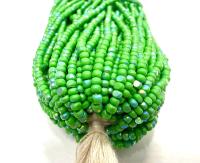 11/0 Charlotte Cut Seed Beads: Patina Opaque Green Aurore Boreale