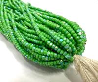 11/0 Charlotte Cut Seed Beads: Patina Opaque Green Aurore Boreale