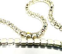 Swarovski Rhinestone Chain in Crystal | 4mm Square Brass Settings, Bridal Supplies