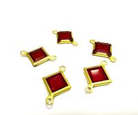 Square Vintage Swarovski Crystal 2 loops Connectors in Siam, Brass settings