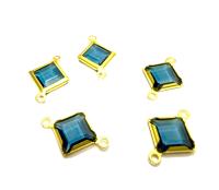 Square Vintage Swarovski Crystal 2 loops Connectors in Montana, Brass settings