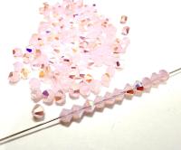 4mm Rose Opal Bicone Beads, Preciosa Crystal AB