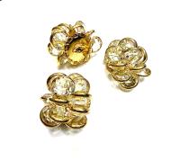Vintage Crystal Flower Bead, Gold Plated Embellishment (30mm)