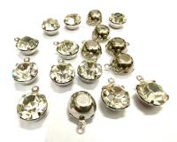 SWAROVSKI 14mm RHINESTONE drop setting rhodium plated jewelry supplies pendant