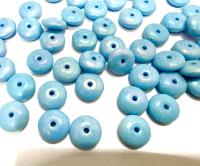 7mm Turquoise AB Czech Glass Rondelle Beads, Flat Disc Spacers