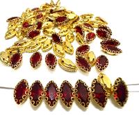 Swarovski Navette Crystal fancy vintage Brass settings in Siam