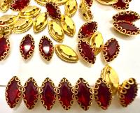 Swarovski Navette Crystal fancy vintage Brass settings in Siam