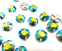 Vintage Swarovski Jet Aurore Boreale Crystal Rose Montees, 40ss Silver Plated Settings