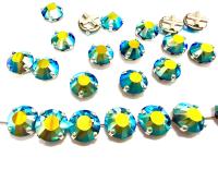Vintage Swarovski Jet Aurore Boreale Crystal Rose Montees, 40ss Silver Plated Settings