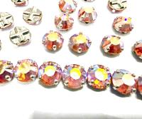Vintage Swarovski Sun Aurore Boreale Crystal Rose Montees, 40ss Silver Plated Settings