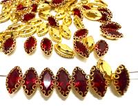 Swarovski Navette Crystal fancy vintage Brass settings in Siam