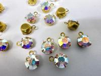 Swarovski Crystal Aurore Boreale Drop, Brass Setting (6mm, 28ss)
