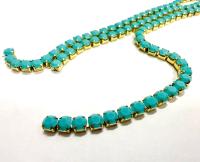 Turquoise Preciosa Rhinestone close cup chain, 16 SS