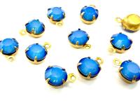 Swarovski White Opal Sky Blue Drop, Brass Setting (6mm, 28ss)