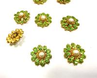 16mm Vintage brass Swarovski Flower Design in Peridot pearl crystal Embellishment DIY Supplies wedding decorations