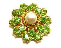 16mm Vintage brass Swarovski Flower Design in Peridot pearl crystal Embellishment DIY Supplies wedding decorations