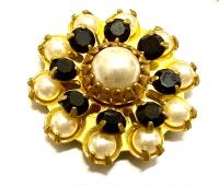 16mm Vintage brass Swarovski Flower Design in Black pearl crystal Embellishment DIY Supplies wedding decorations