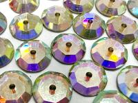 9mm Crystal Aurore Boreale Lochrose Stones – Preciosa Flat Back Sew-On Stones , Czech Beads